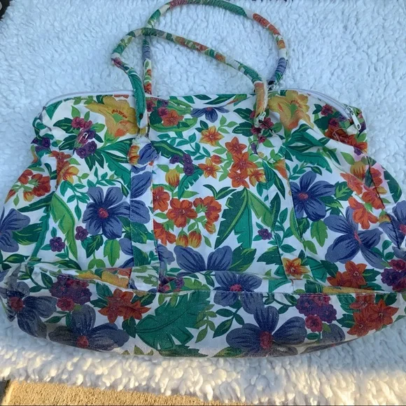 Vintage Bon Jour floral travel bag duffle y2k super cute - Picture 2 of 3